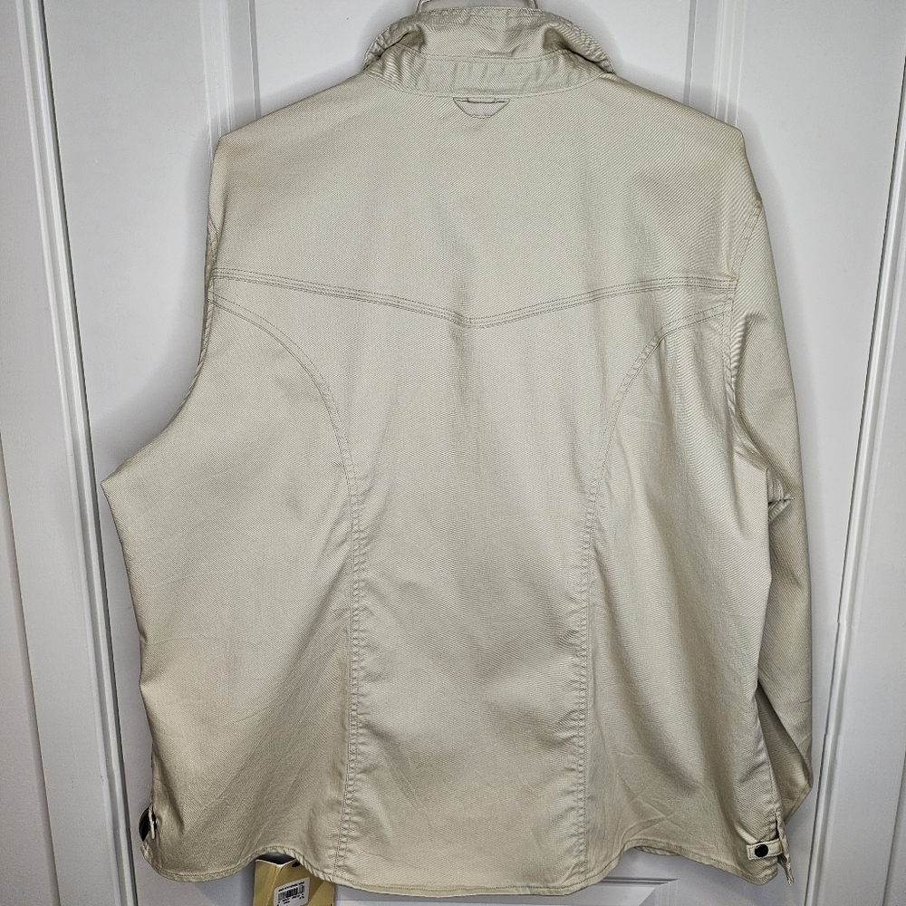Woolrich Cream Button Snap Shirt Jacket Western Utility Top Plus Size 2X Stretch - Picture 3 of 9